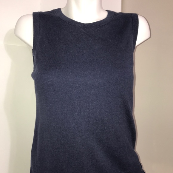 Banana Republic Navy Georgette Silk Sleeveless Top - Picture 2 of 10